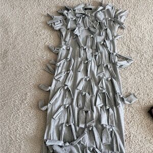AKIRA Textured Gray Dress with Knotted Accents